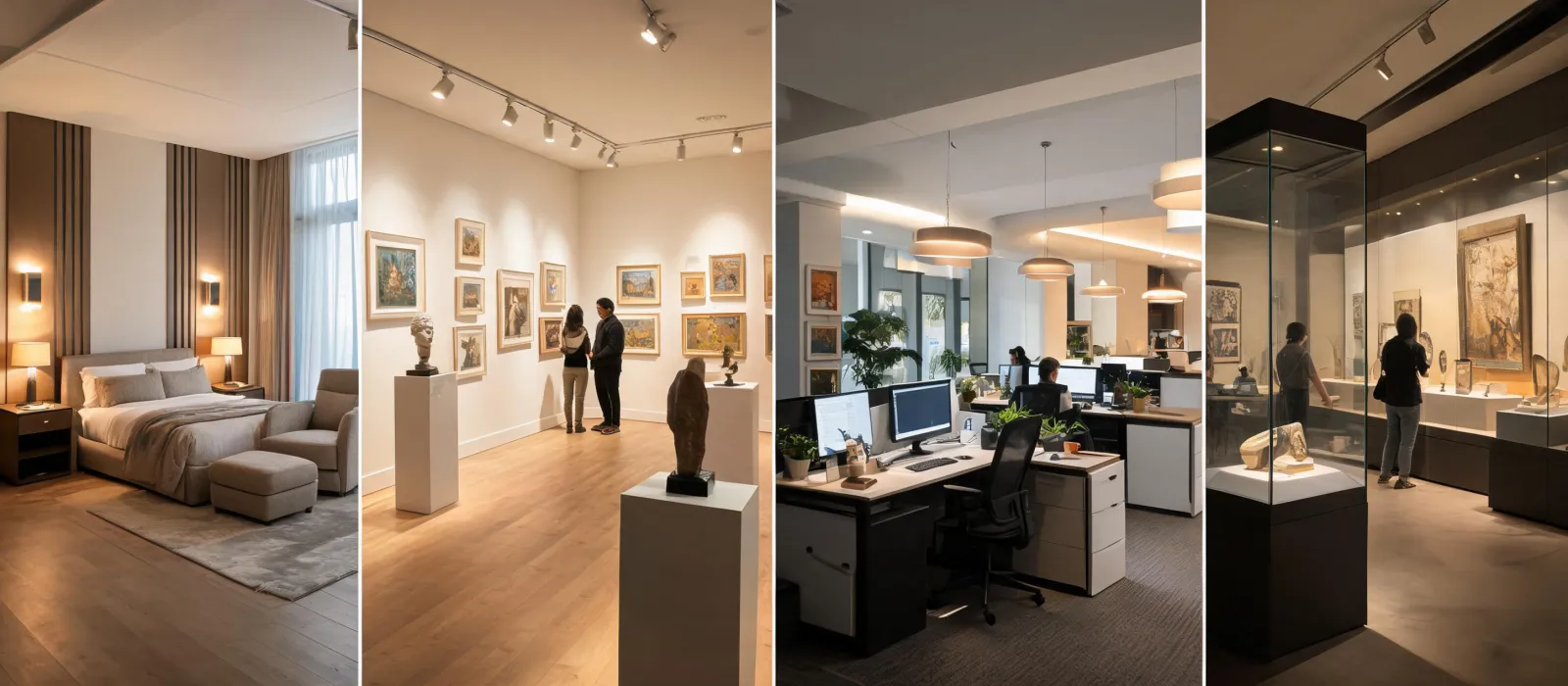 Layered professional interiors with architectural lighting